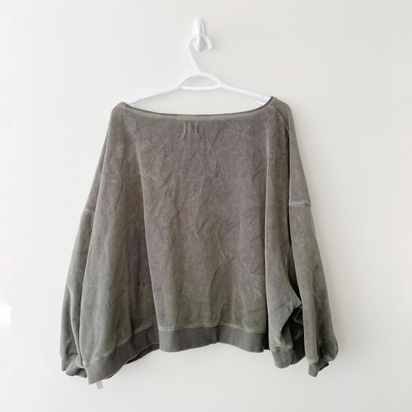 UO Out From Under Olive Velour Sweatshirt - Picture 2 of 6